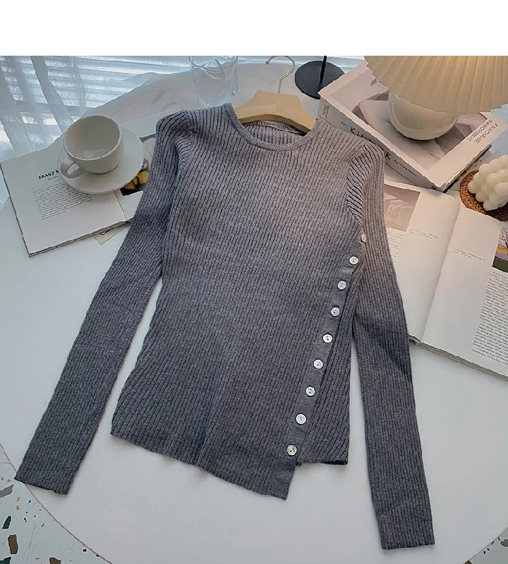 Weekend Savings Galore Design sense knitwear irregular temperament slim top  6643