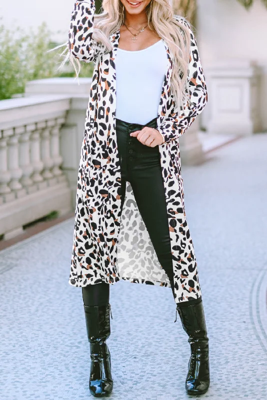 Can't Beat Leopard Open Front Long Sleeve Cover Up