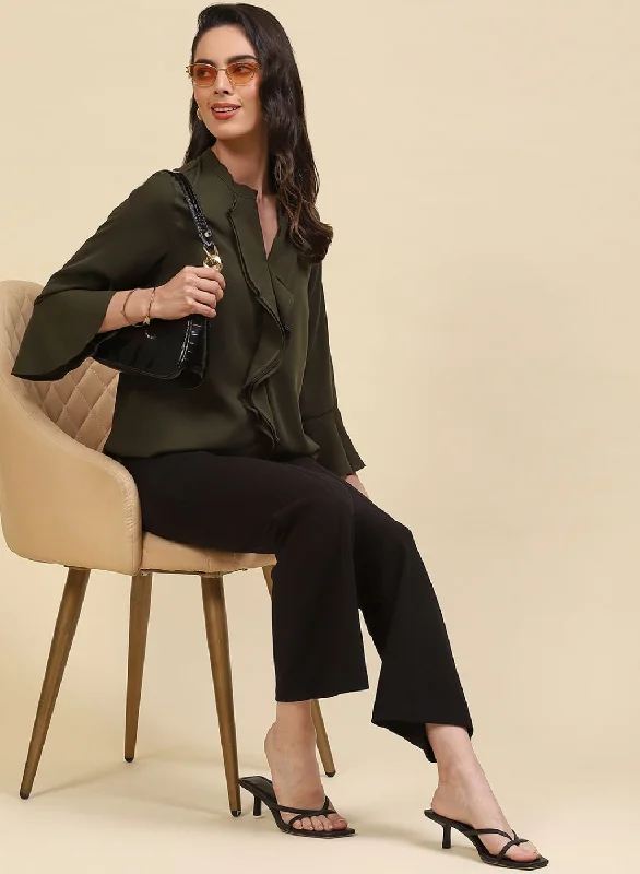 Exclusive Savings Women Olive Plain Top