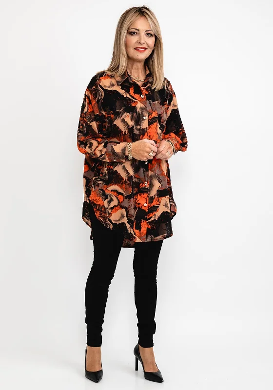 Flash Sale Seventy1 Printed Long Oversize Tunic Shirt, Orange Multi