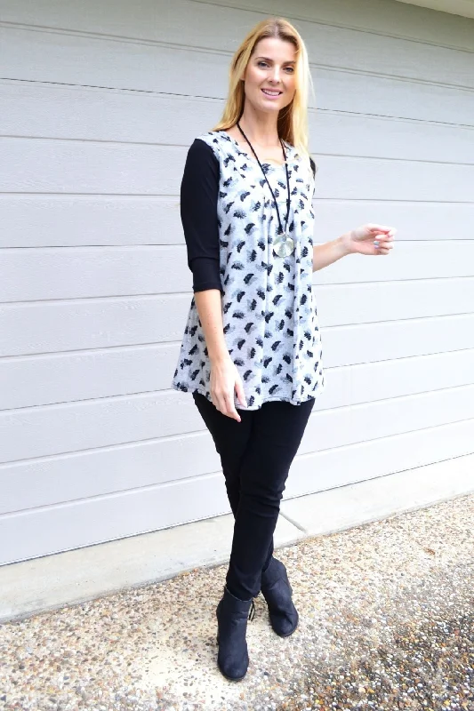 Savings Galore Fern Leaf Sleeveless Fleece Tunic Top