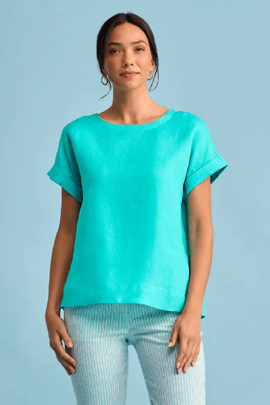 Discount Deals Linen Button Back Top