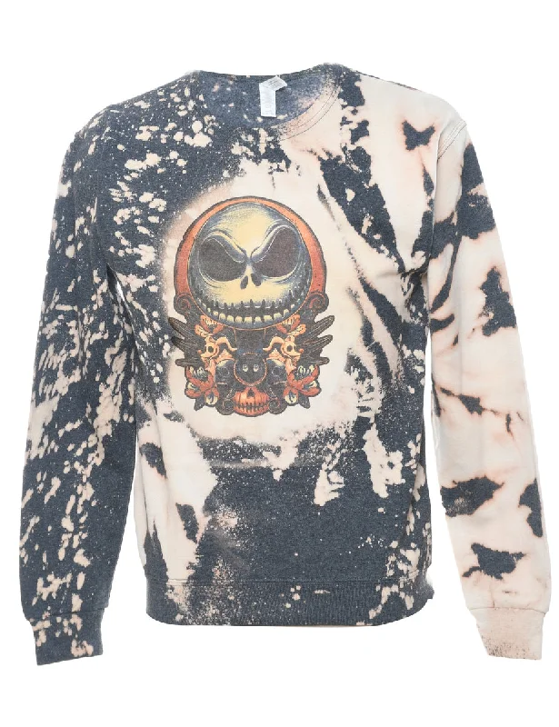 Weekend Offers That Excite Tie-dye Design Grey & White Printed Sweatshirt - S