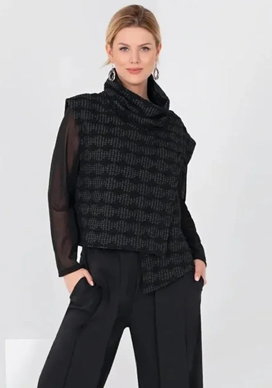Online Only Ever Sassy Roll Neck Asymmetrical Sleeveless Top, Black