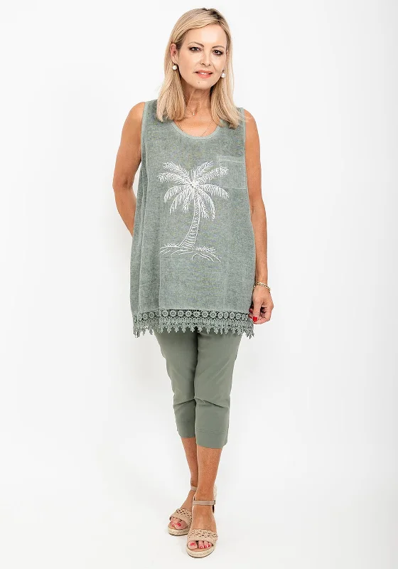 Markdowns Seventy1 One Size Oversize Palm Tree Vest Top, Grey