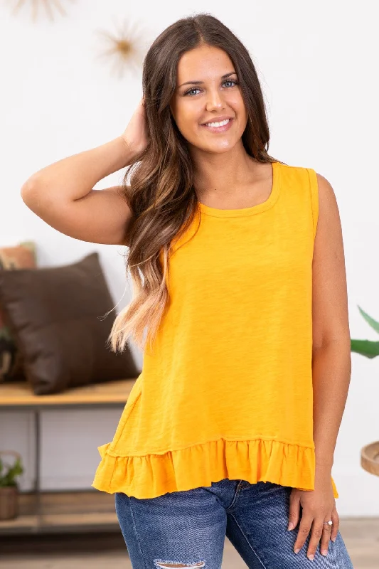 Anniversary Sale Orange Tank With Ruffle Trim