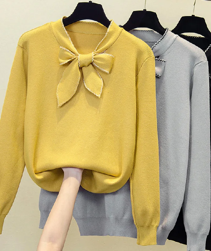 Special Savings Sweater loose long sleeve bow sweater   S52