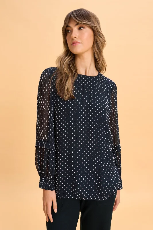 Deal Frenzy Crinkle Spot Blouse