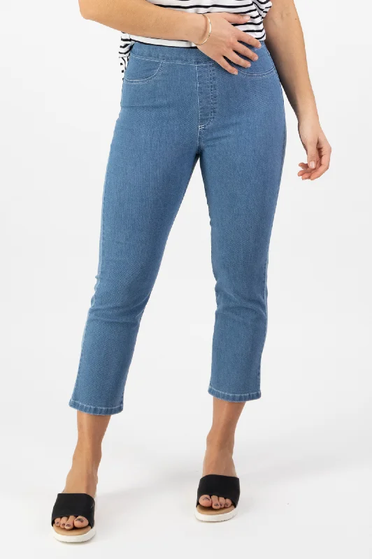 While Supplies Last Denim 7/8 Length Pull On Pants - Mid Wash