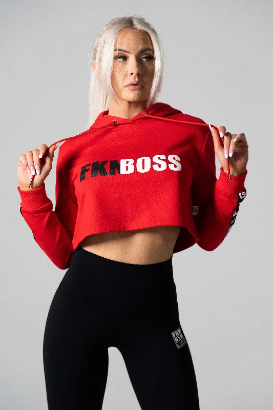Weekend Savings Extravaganza FKNBOSS | Women's Cropped Gym Hoodie | Red