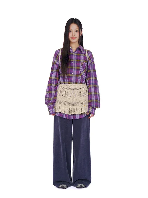 Weekend Deals That Thrill LAZY WIND YELLOW AND PURPLE PLAID SHIRT [S0000008591]
