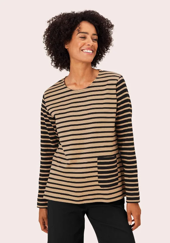 Anniversary Sale Masai Bernice Striped Jersey Top, Travertine
