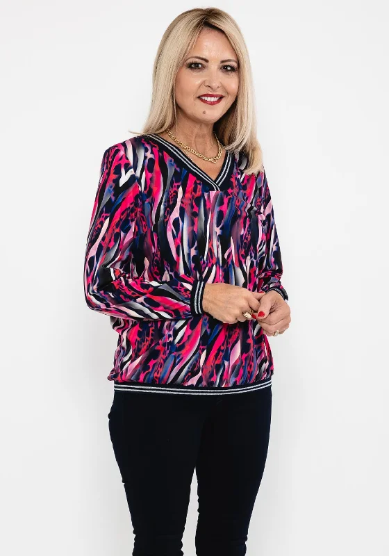 Weekend Savings Bonanza Leon Collection Mix Print Top, Cerise Multi