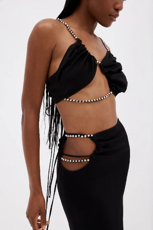 Act Now Bertoia Chrome Black Crop Top