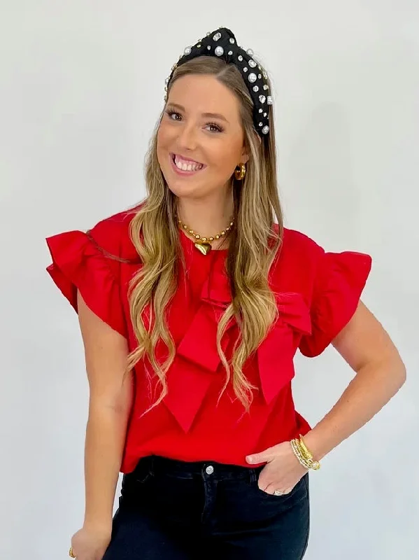 Shop Now Ribbons And Bows Top-Red