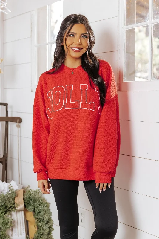 Shop the Weekend Away Jolly Red Graphic Sweatshirt - FINAL SALE