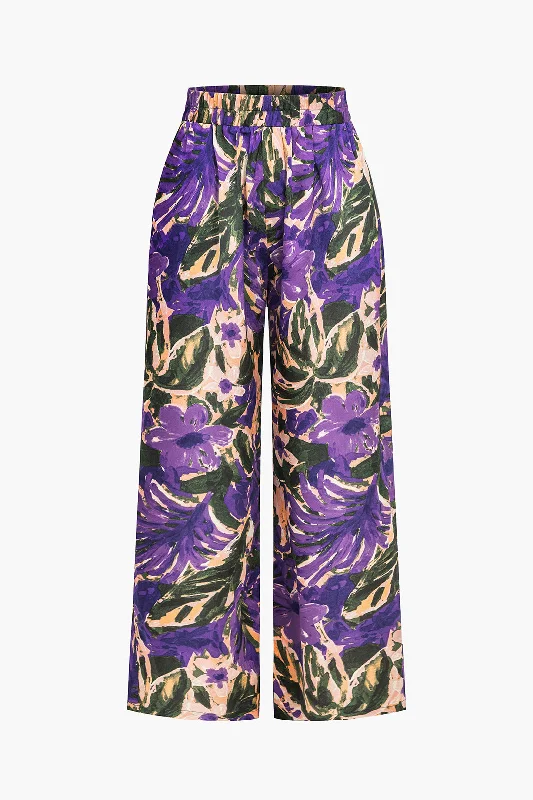 Online Exclusive Floral Print Wide-Leg Pants