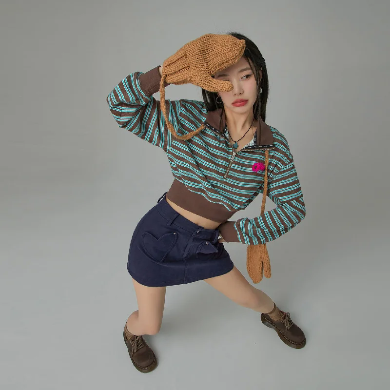 Online Specials Get Funky Striped Crop Zip Cardigan