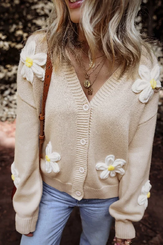 Unmissable Sale Flower Dropped Shoulder Long Sleeve Cardigan