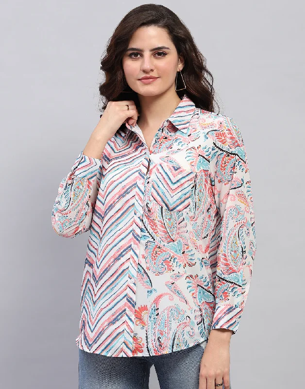 Weekend Bargains to Celebrate Women Multi Color Printed Front Open Full Sleeve Top