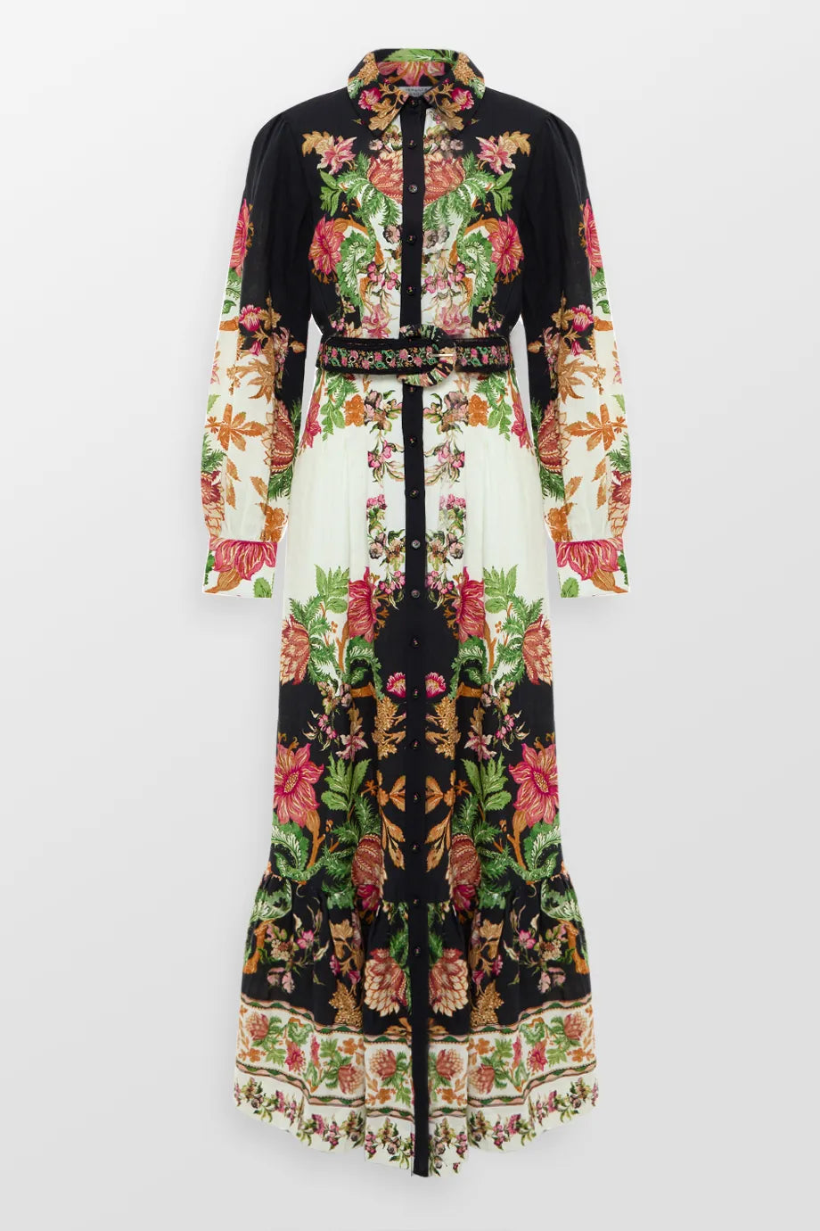 Exclusive Deal Pahi Flora Shirt Maxi Dress With Handcrafted Button And Belt