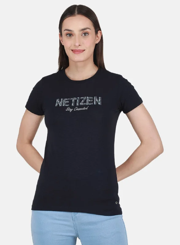 Low Prices Women NAvy Blue Embroidered Top