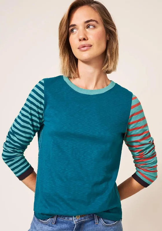 Weekend Savings Bonanza White Stuff Cassie Striped Sleeve T-Shirt, Blue Multi