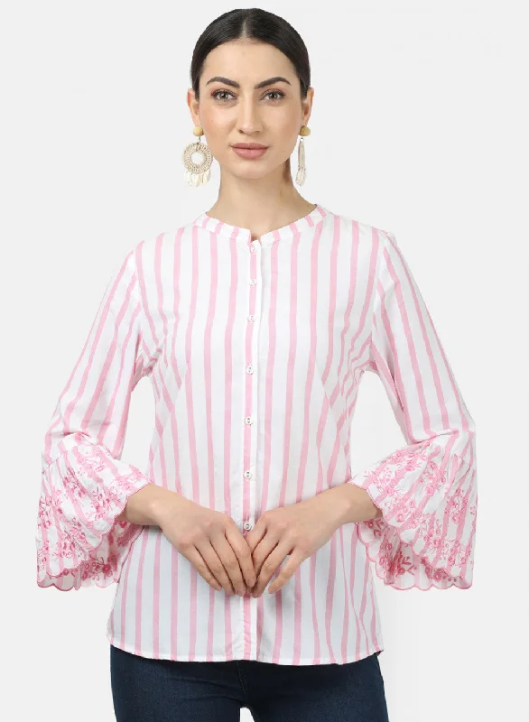 Season Finale Sale Womens Pink Stripe Tops