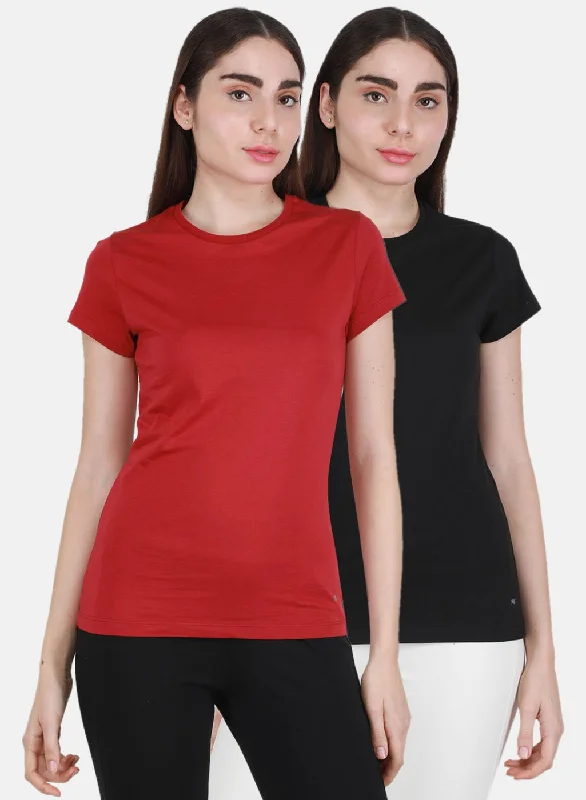 Deal Explosion Women Maroon & Black Solid Top 2 Pc Set