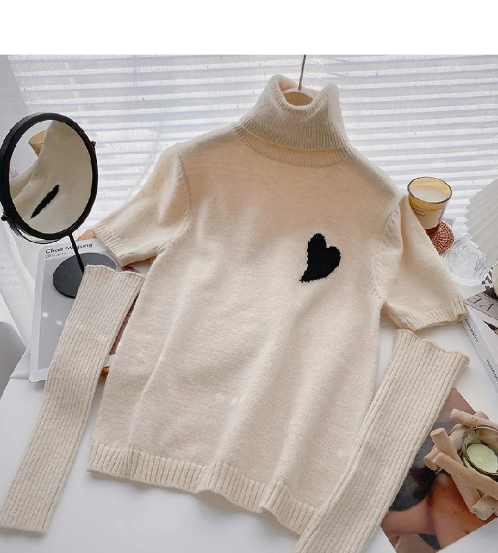 Act Now High neck Pullover Sweater design sense two long sleeved bottomed tops  6608