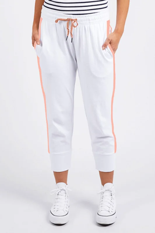 Weekend Discounts to Relish Brunch Pants - White With Neon Orange Side Tape