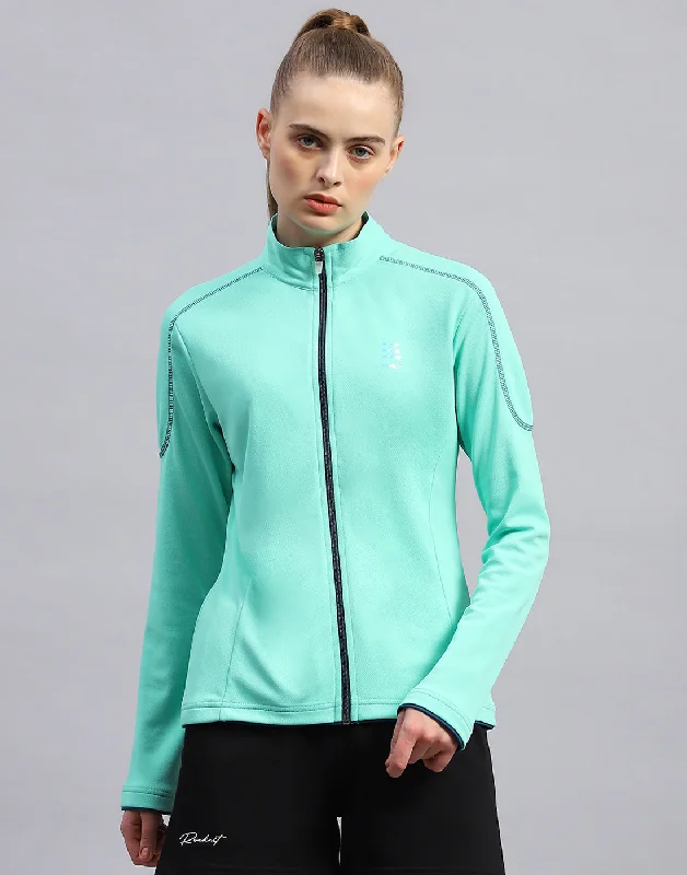 Warehouse Sale Women Turquoise Blue Self Design Collar Full Sleeve Top