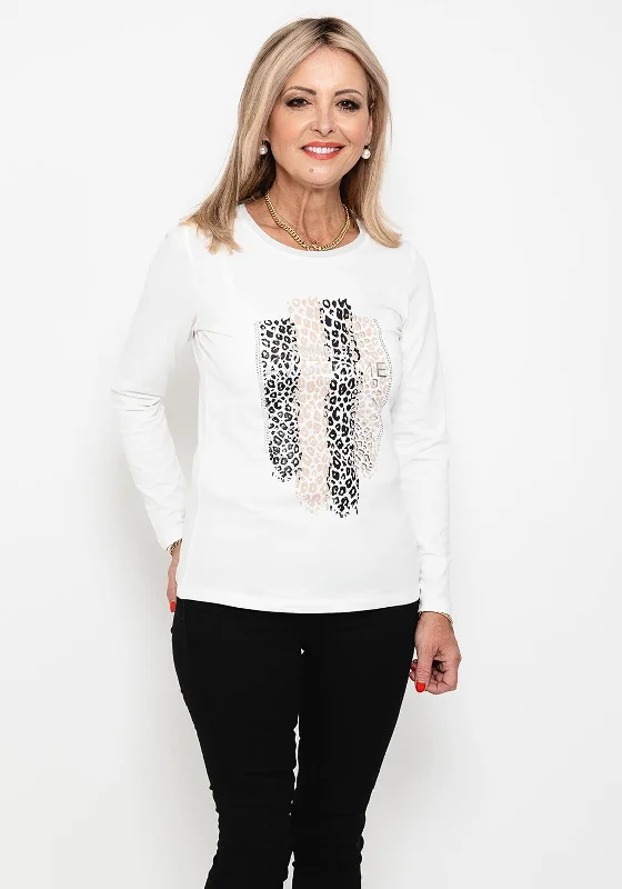 Weekend Savings Spectacular I’cona Animal Print Rhinestone T-Shirt, White