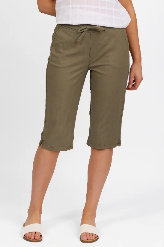 Price Reduction Below The Knee Elastic Waist Pant - Army