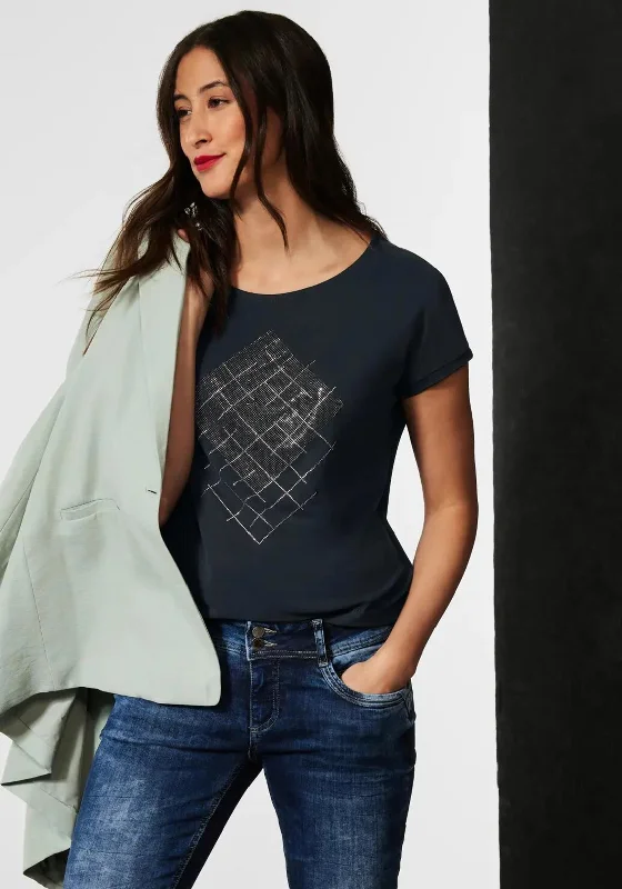 New Deals Street One Rhinestone Diamond T-Shirt, Black