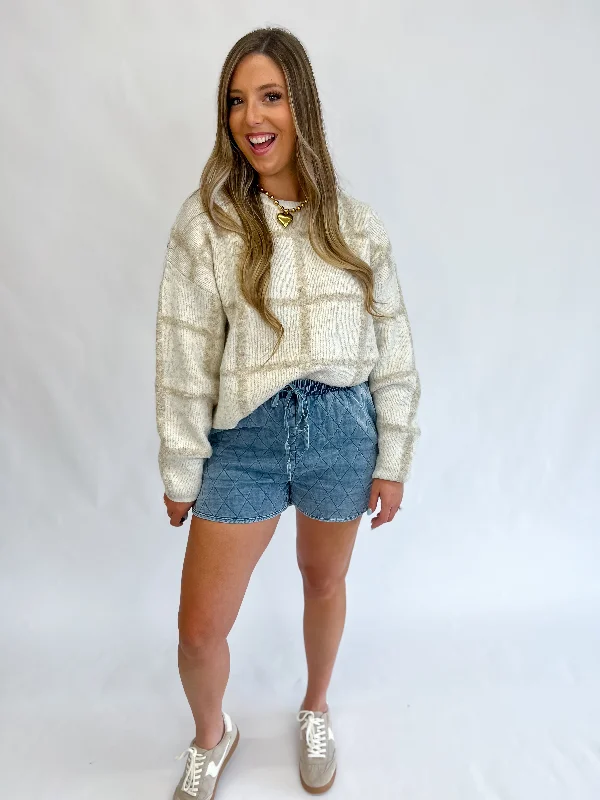 Weekend Savings Bonanza Smart Move Cropped Grid Sweater