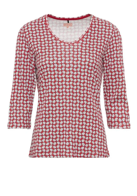 Weekend Deal Olsen Disc Print Shaped T-Shirt, Red Multi