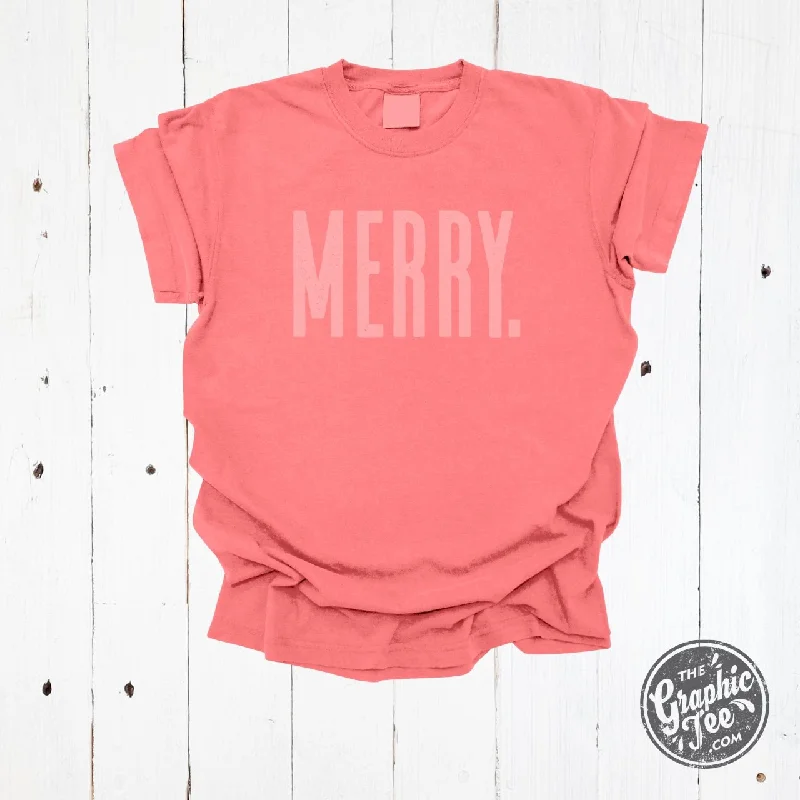 Referral Discount Merry. Coral Garment Dyed Unisex Short Sleeve Tee