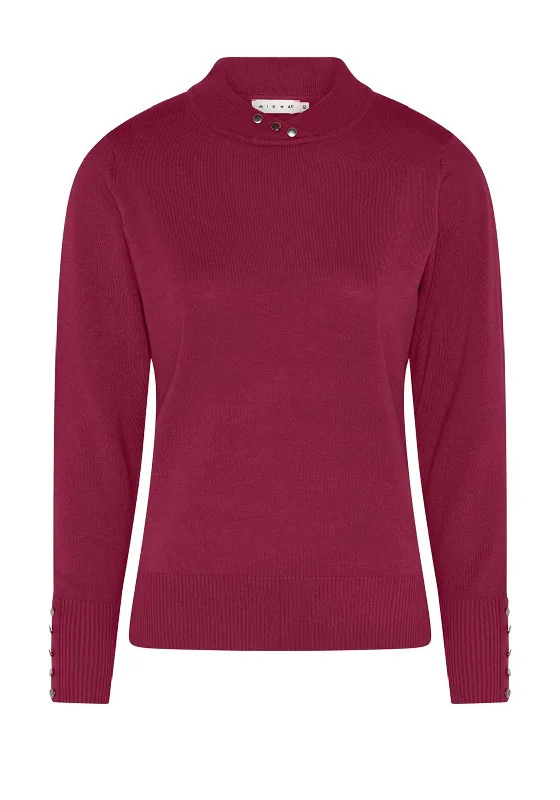 Members Only Micha Buttoned Funnel Neck Sweater, Berry
