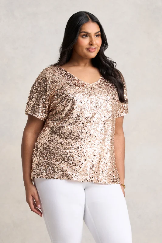Weekend Deal Sequin T-Shirt - Ice Gold