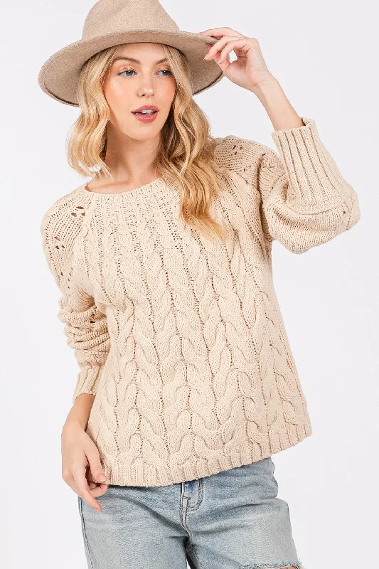 Midnight Madness SAGE + FIG Cable-Knit Long Sleeve Sweater