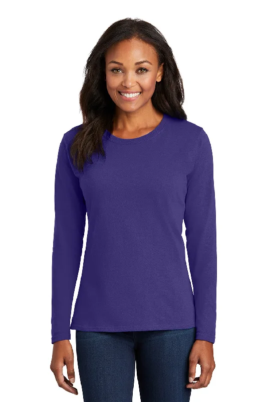 Price Reduction Port & Company Womens Core Long Sleeve Crewneck T-Shirt - Purple