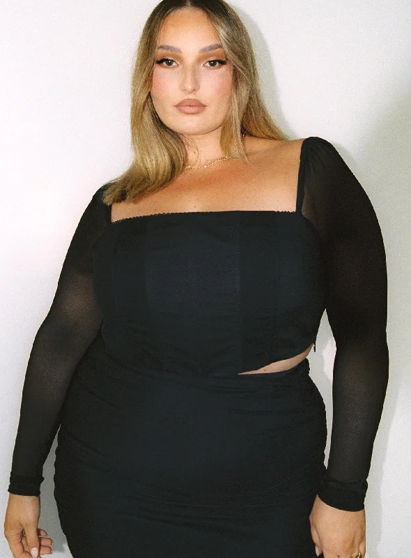 Deal Frenzy Beverly Long Sleeve Top Black Curve