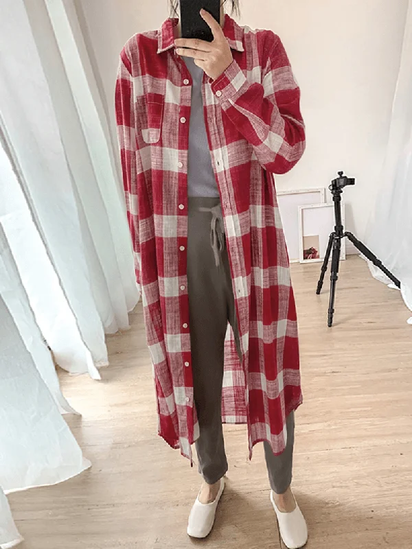 Crazy Savings Women Plaid Commute Business Outer Wear Bottom down Front Loose Shirt Dress Cardigans Crazy Savings Women Plaid Commute Business Outer Wear Bottom down Front Loose Shirt Dress Cardigans