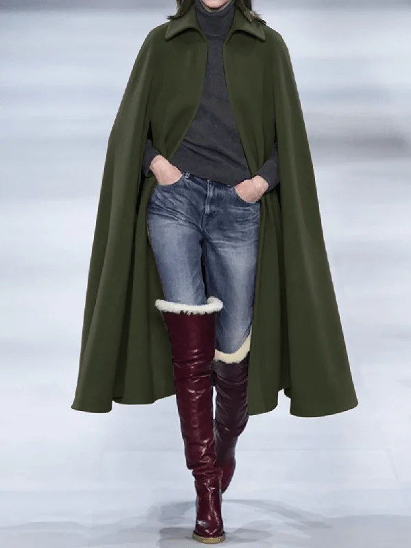 Deal Alert Women Turn-Down Collar Winter Cloak Cardigans Casual Coats