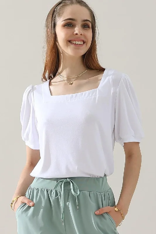 Great Deal SQUARED NECKLINES RUFFLED LOOSE TEES