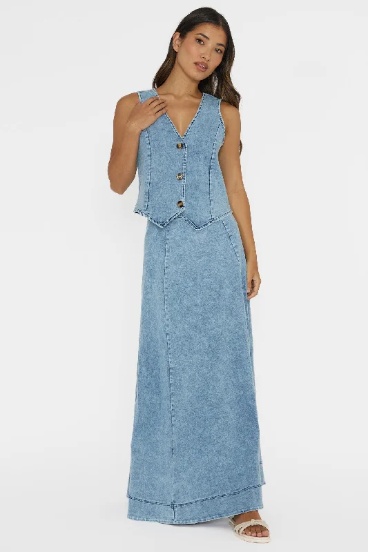 Lowest Rates Rhythms A-Line Maxi Skirt Denim Blue