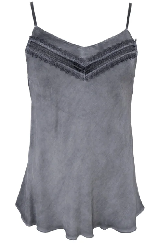New Arrival Black Colour - Bclou Satin Strap Top - Grey