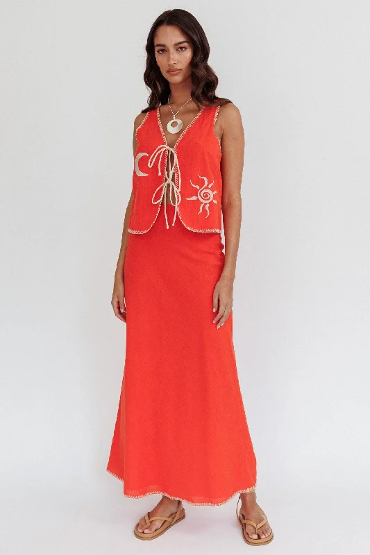 Crazy Savings Dose Of Sunshine Blanket Stitch Skirt Orange