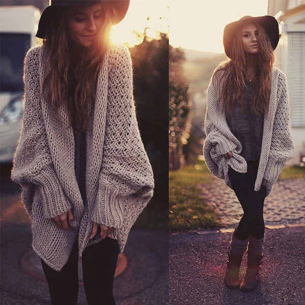 Year-End Sale Stylish women autumn loose knit sweaters cardigans coats   S587